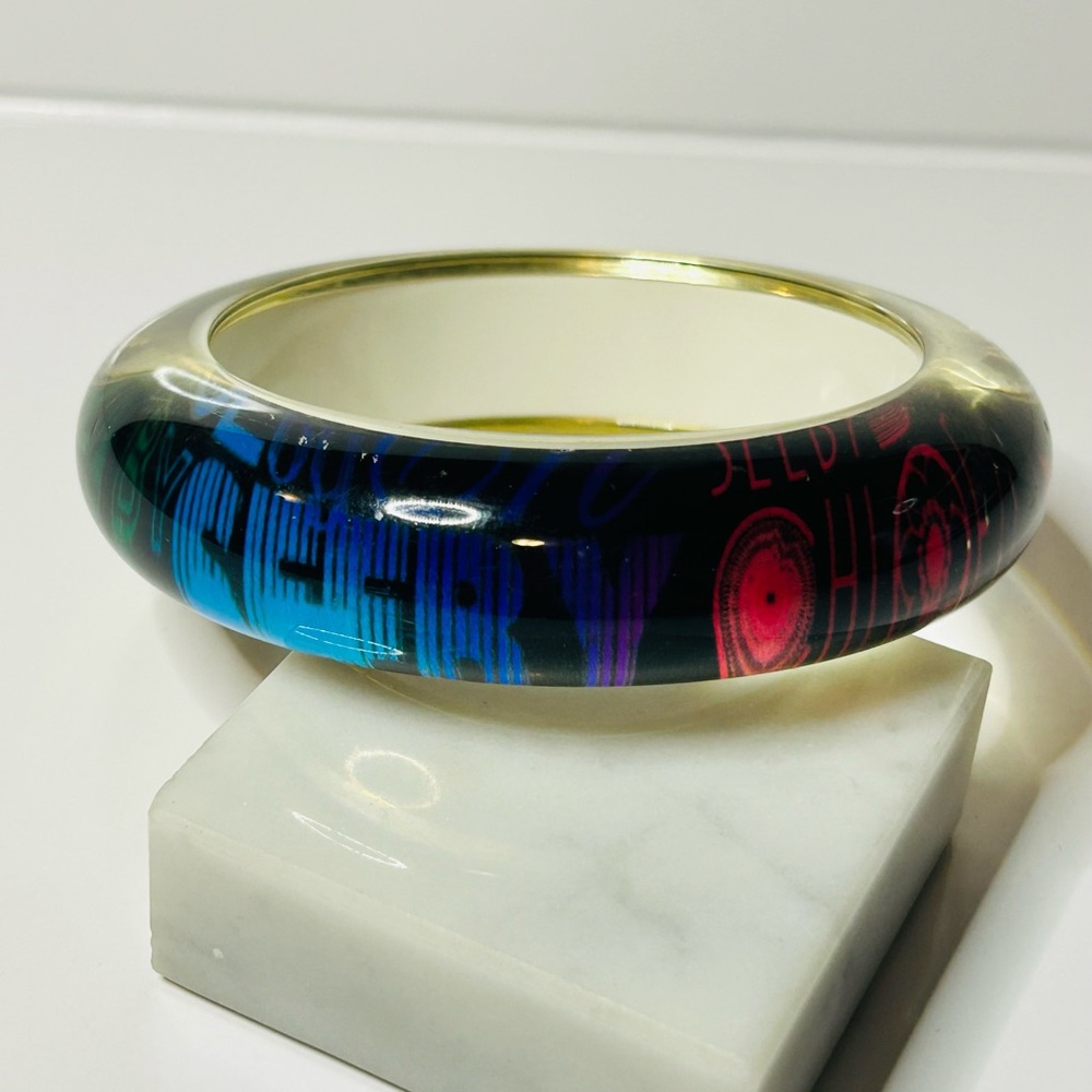 See by Chloe Lucite Bangle Bracelet #E421. Size 8 multicolor Logo - Picture 2 of 10